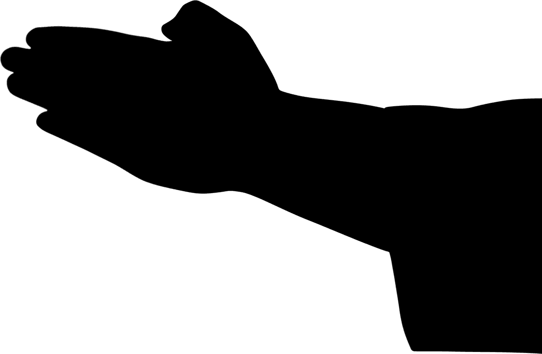 Silhouette Outstretched Hand on Transparent Background