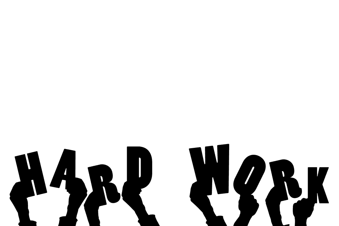 Hard Working Hands on Transparent Background with Motivational Text