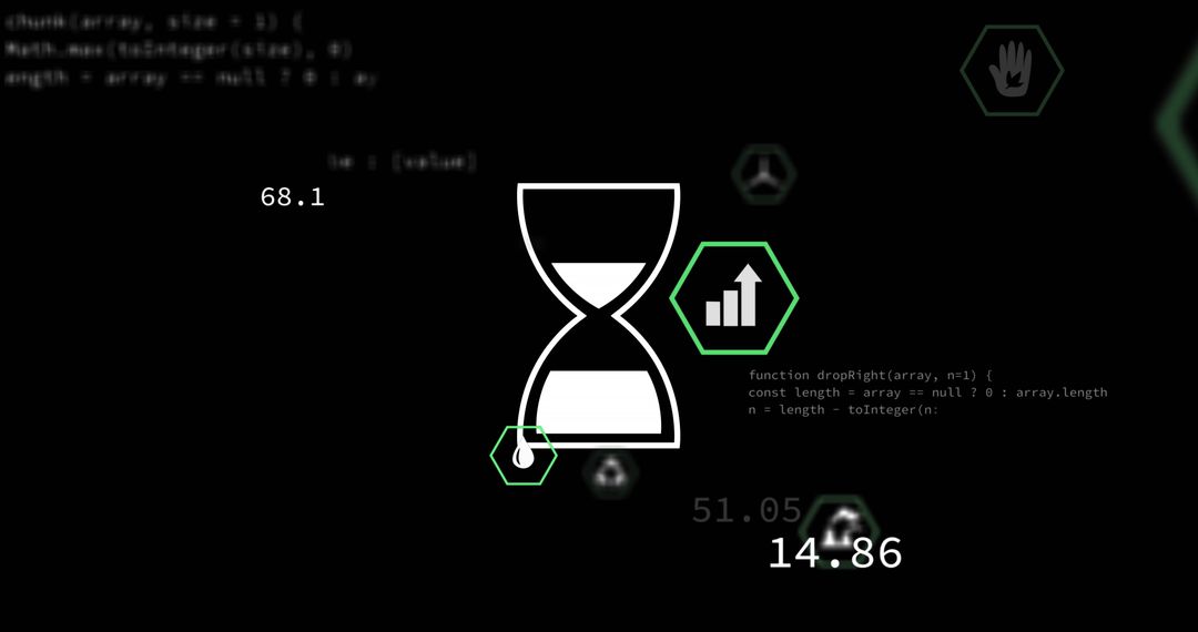 AI Data Processing with Hourglass Icon on Dark Background