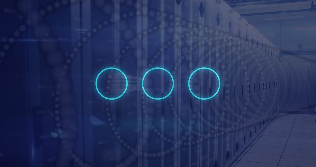 Abstract Digital Circles Over Modern Server Room Grid