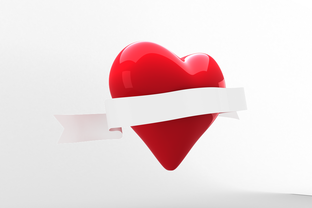 Red Heart with Blank Ribbon on Transparent Background for Love and Romance - Download Free Stock Images Pikwizard.com