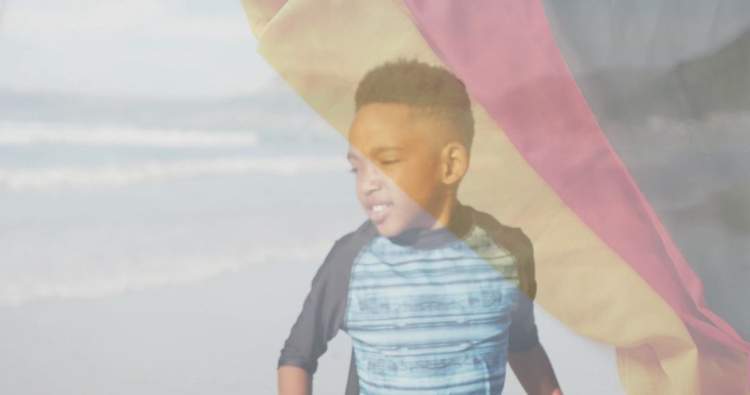 Vibrant Beach Day with Multicolored Towel