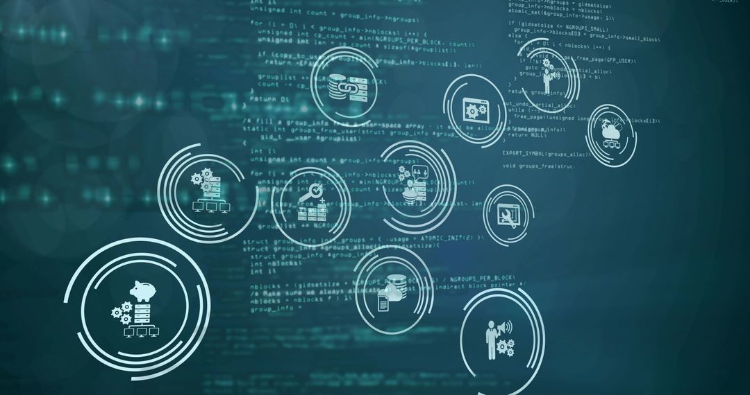 Abstract Interface Elements Overlaying Technology Dashboard