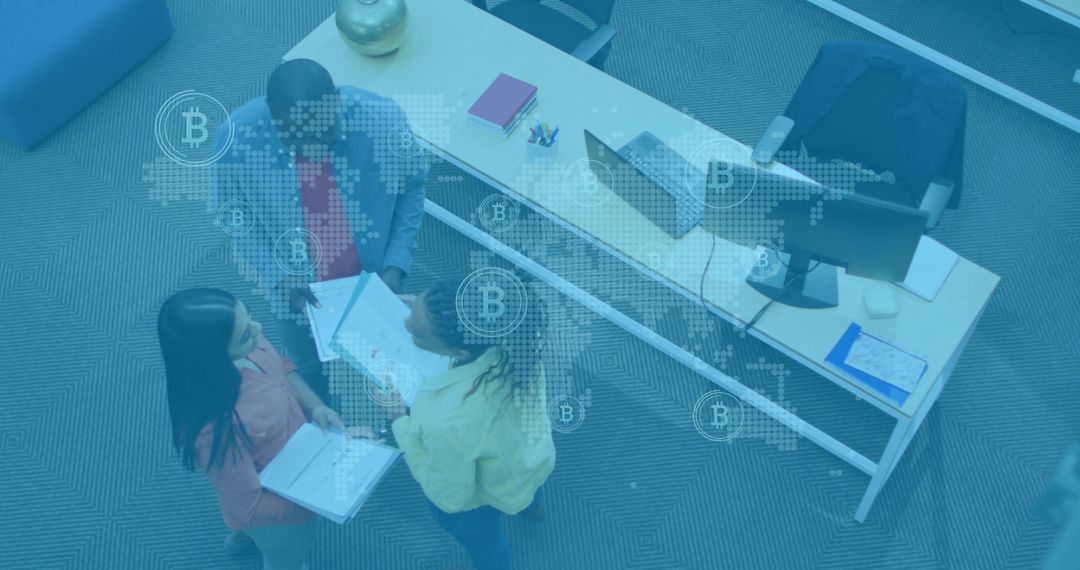 Global Networking in Modern Office with Diverse Team