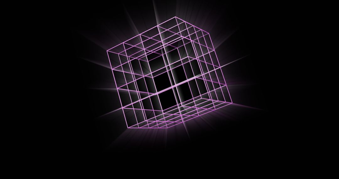 Glowing Needle Cube on Black Background