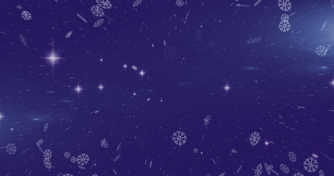 Magical Snowflakes Falling on Sparkling Purple Background