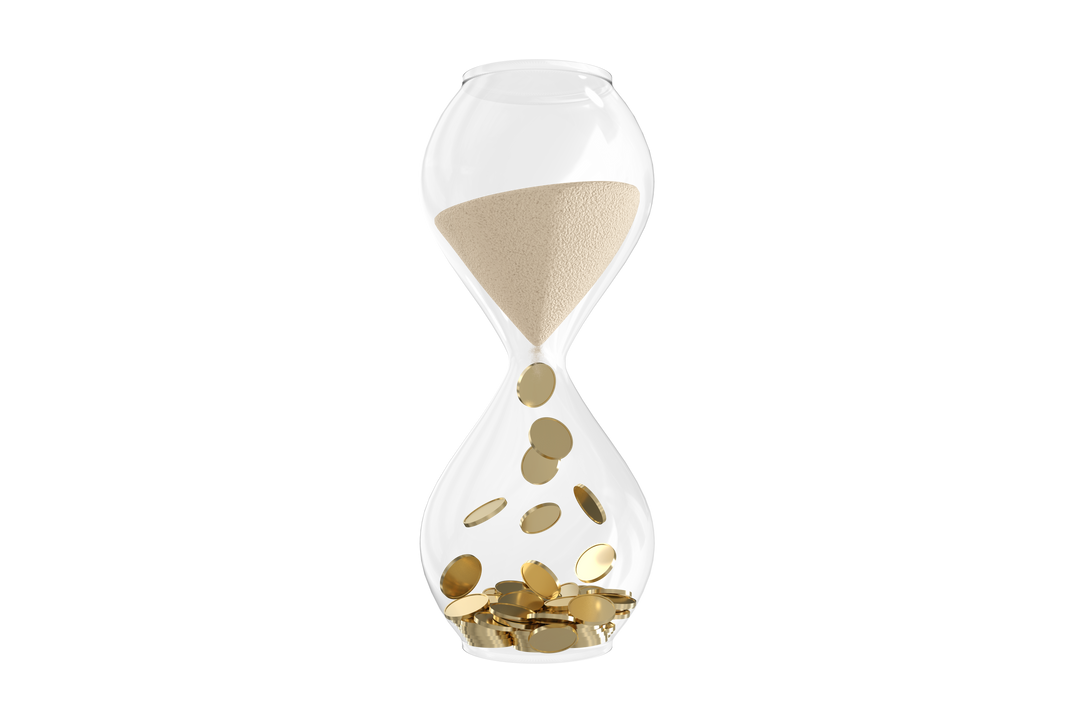 Transparent Hourglass with Flowing Sand Transforming Into Gold Coins - Download Free Stock Images Pikwizard.com