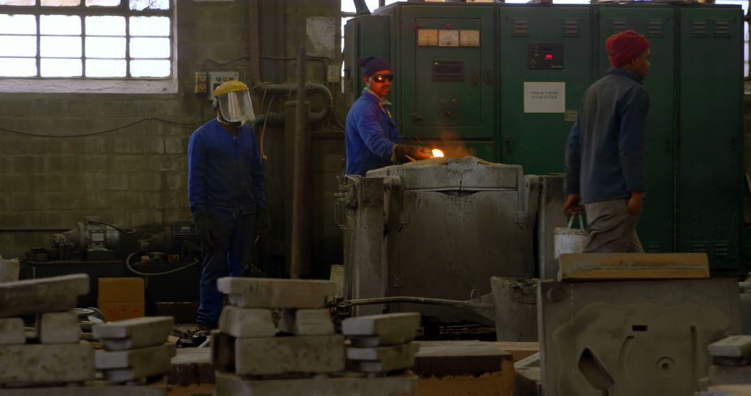 Industrial Workers in a Metallurgical Factory Working with Molten Metal - Free Images, Stock Photos and Pictures on Pikwizard.com