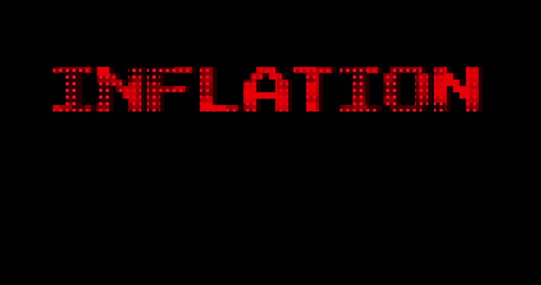 Inflation Concept with Red Digital Display Text on Black Background