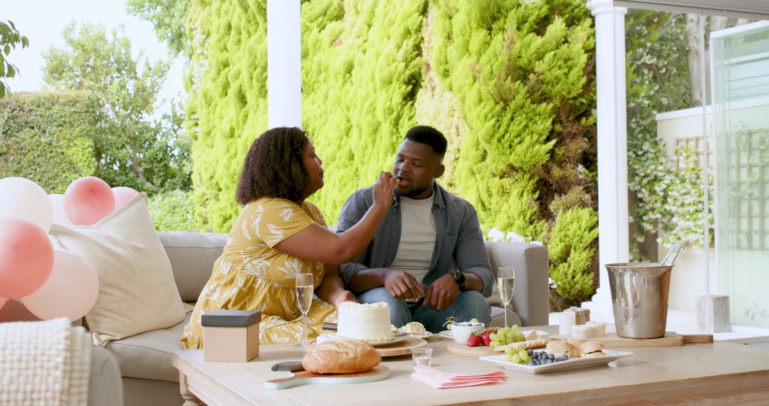 Senior Couple Enjoying Brunch on Patio in Relaxing Lifestyle Moment