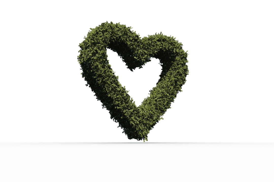 Transparent Green Heart Shaped Topiary Love Symbol Made of Leaves