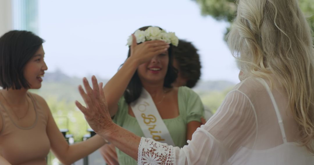 Friends Celebrating Joyful Outdoor Wedding Moment