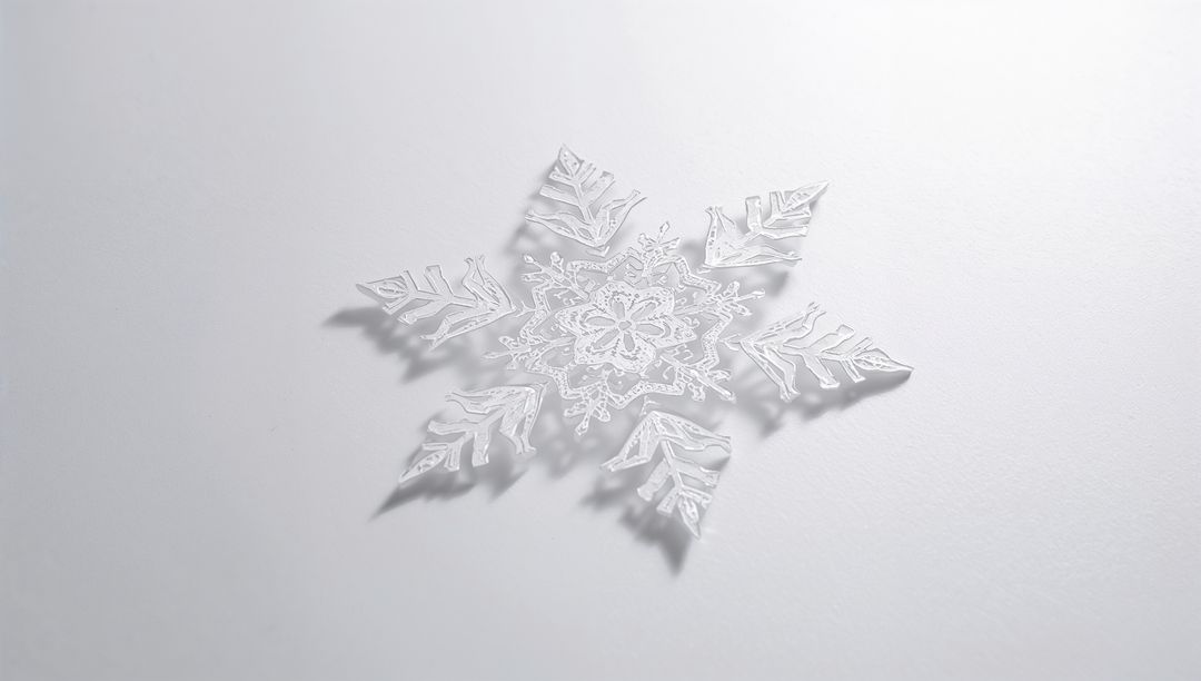 Delicate Six-Point Filigree Snowflake Casting Soft Shadow on Minimal Pale Surface