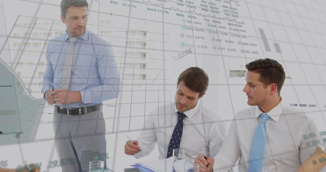 Business Presentation with Data Processing Overlay