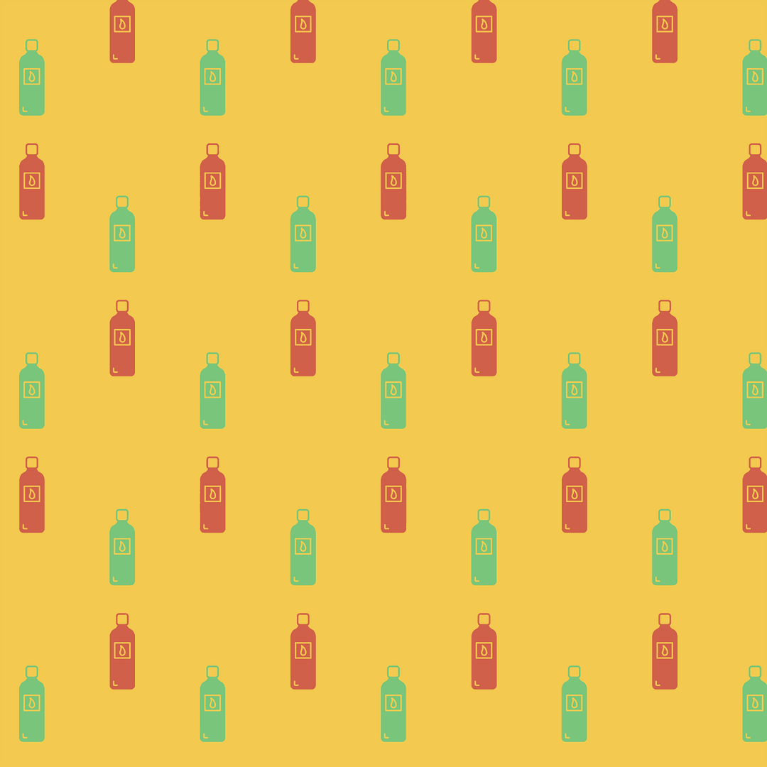 Seamless Pattern with Bottles on Transparent Background with Yellow Hue