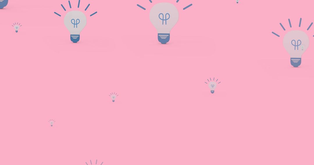 Light Bulbs Floating Against Pink Backdrop Symbolizing Creativity