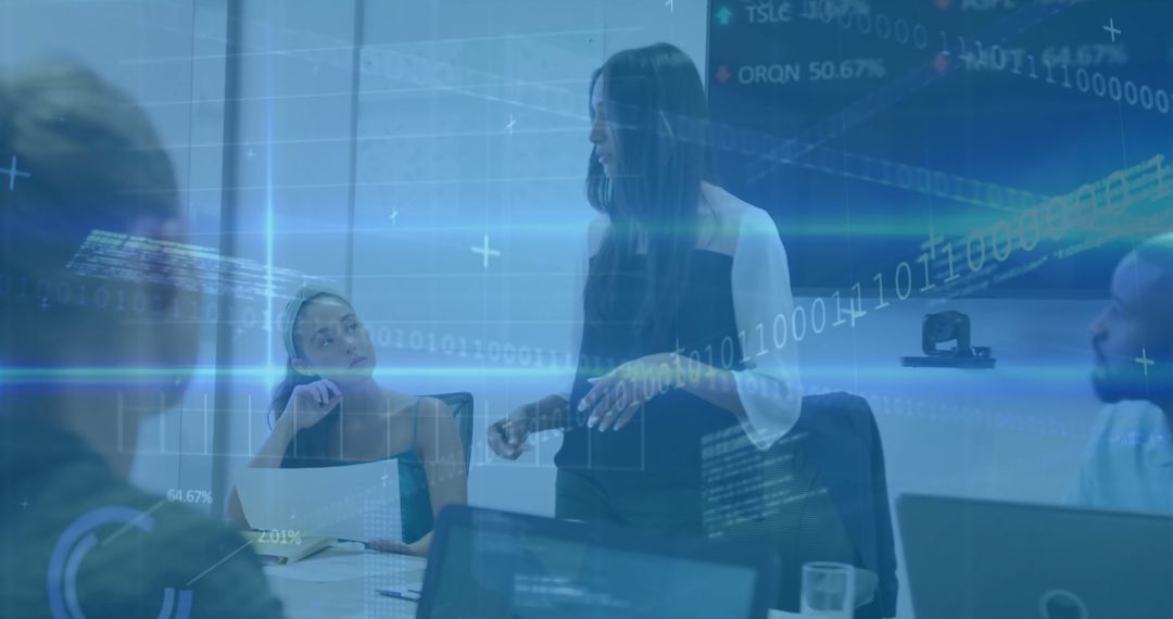 Financial Data Review with Diverse Business Team Collaborating