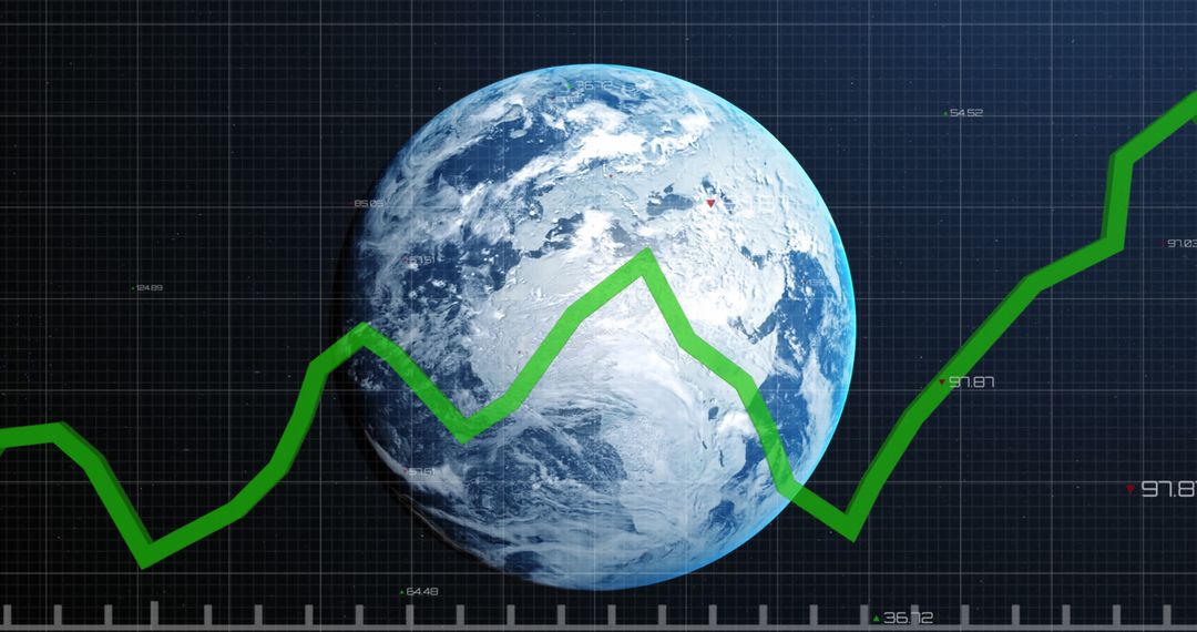 Global Financial Trends Represented with Earth and Chart