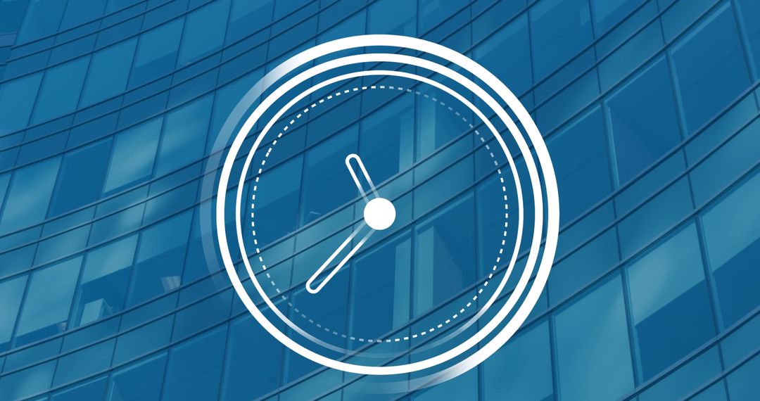 Ticking Clock Icon Over Modern Glass Building