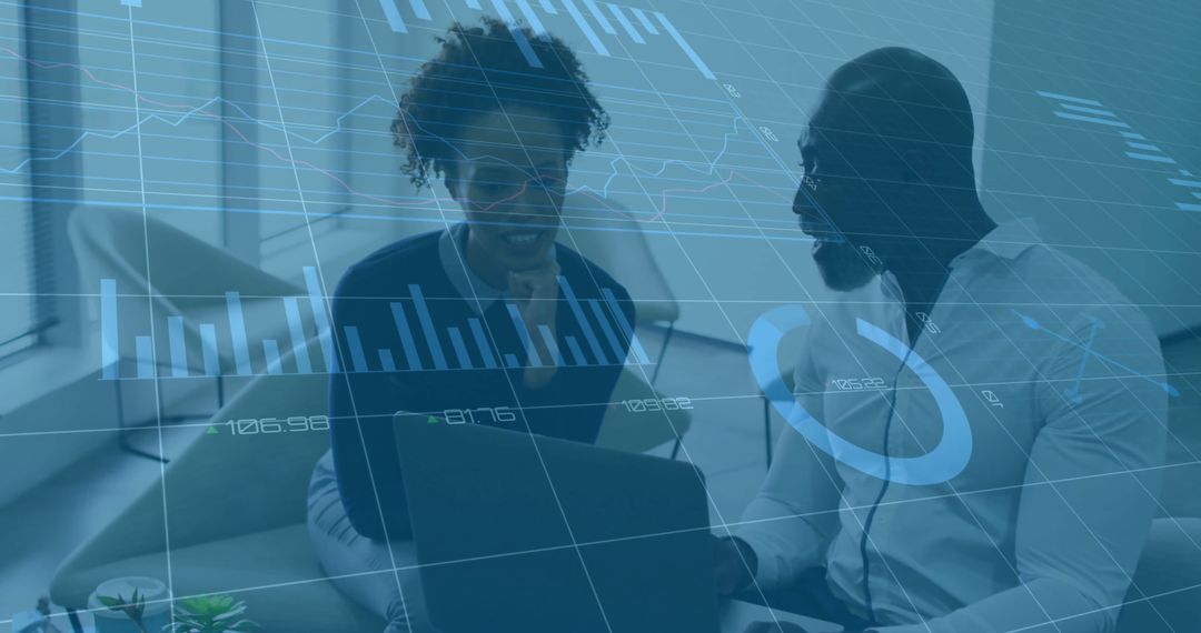 Business People Analyzing Financial Data Trends on Computer