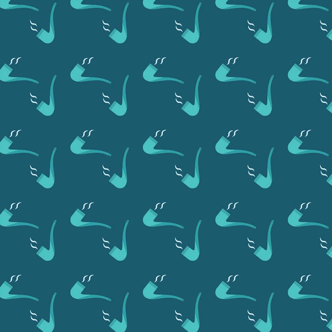 Transparent Pattern of Green Smoking Pipes on Dark Background