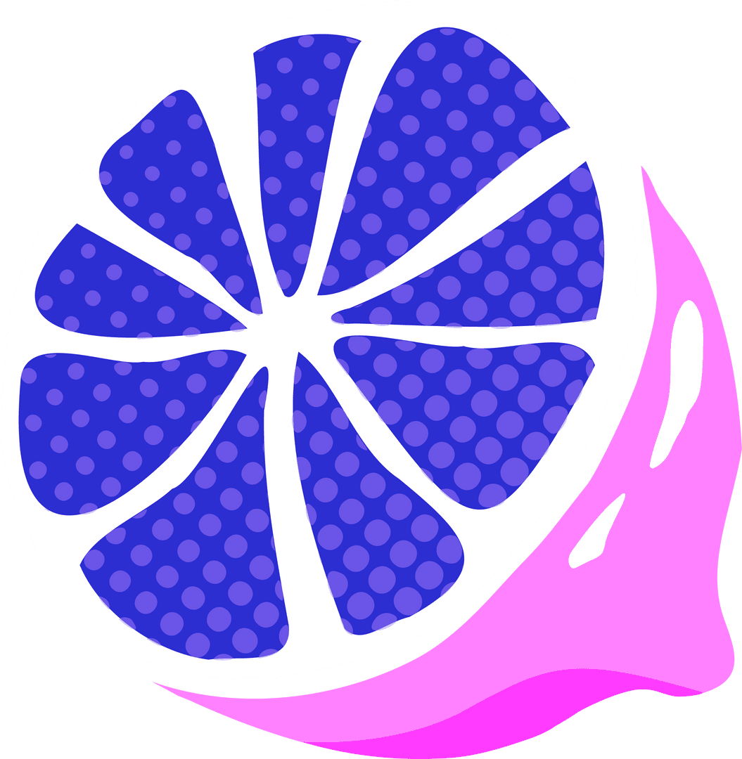 Abstract Blue Citrus Slice on Transparent Background in Vibrant Colors