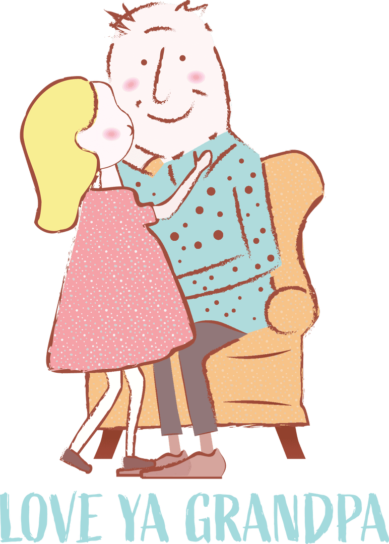 Love Ya Grandpa Illustration on Transparent Background