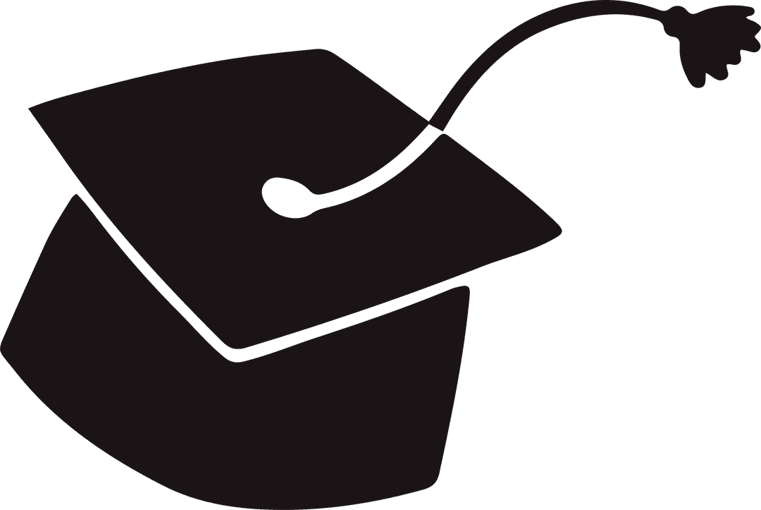 Academic Mortarboard Cap Silhouette with Transparent Background