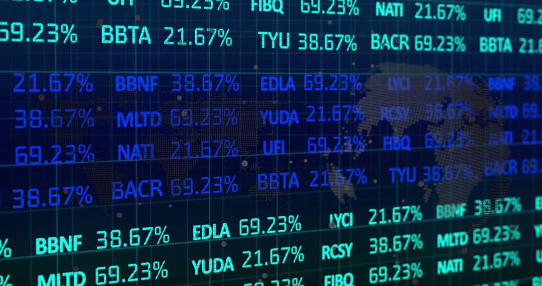 Stock Market Data with Global Map Overlay