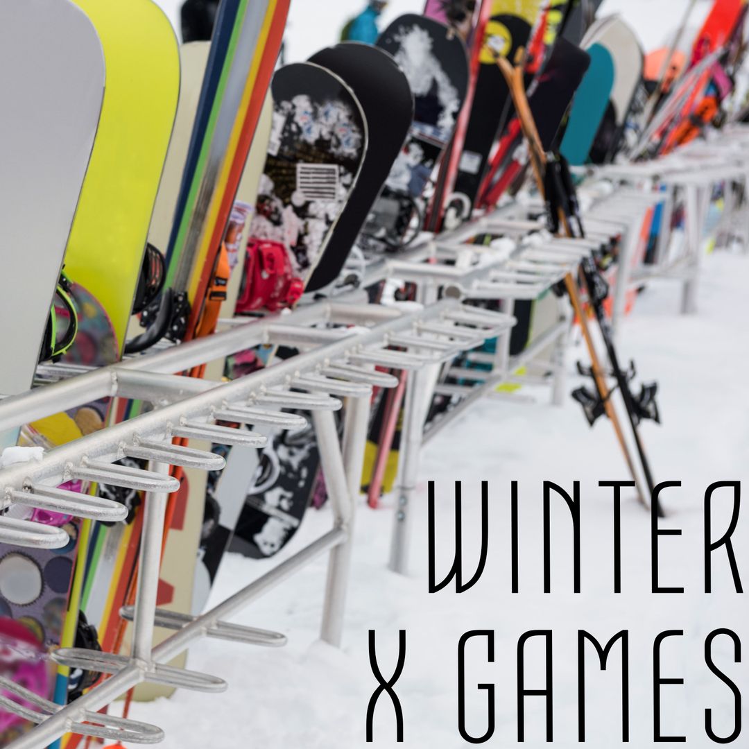 Snowboards and Skis Displaying Winter Sports Excitement