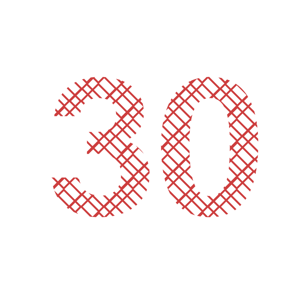 Red Geometric Number 30 on Transparent Background Concept