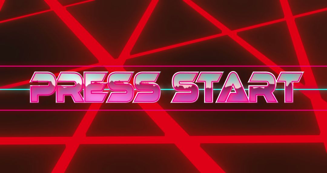 Retro Gaming Press Start with Neon Lights Animation