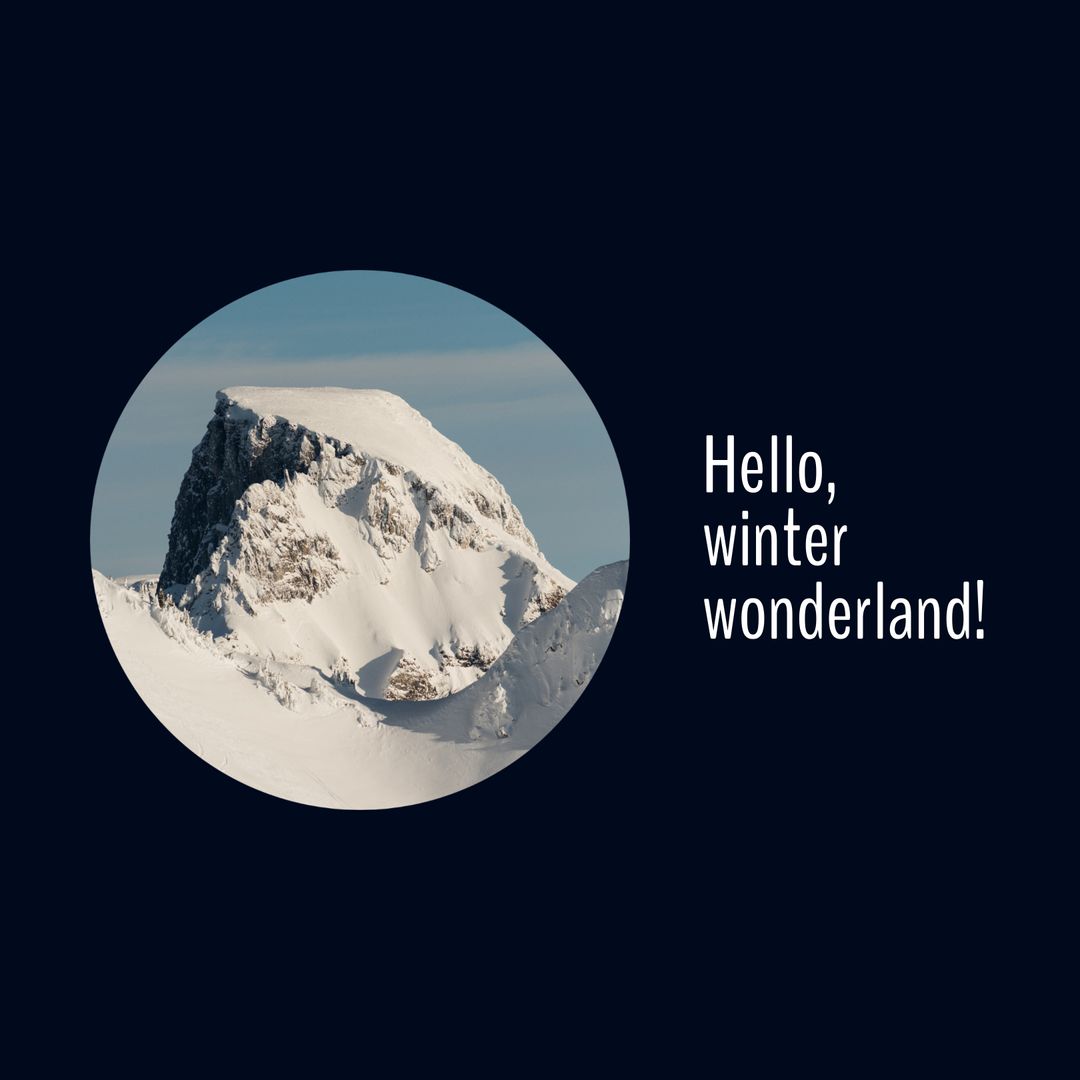 Snowy Mountain Peak with Winter Wonderland Greeting - Download Free Stock Templates Pikwizard.com