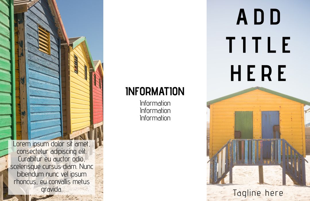 Colorful Beach Huts with Event Information Template - Download Free Stock Templates Pikwizard.com