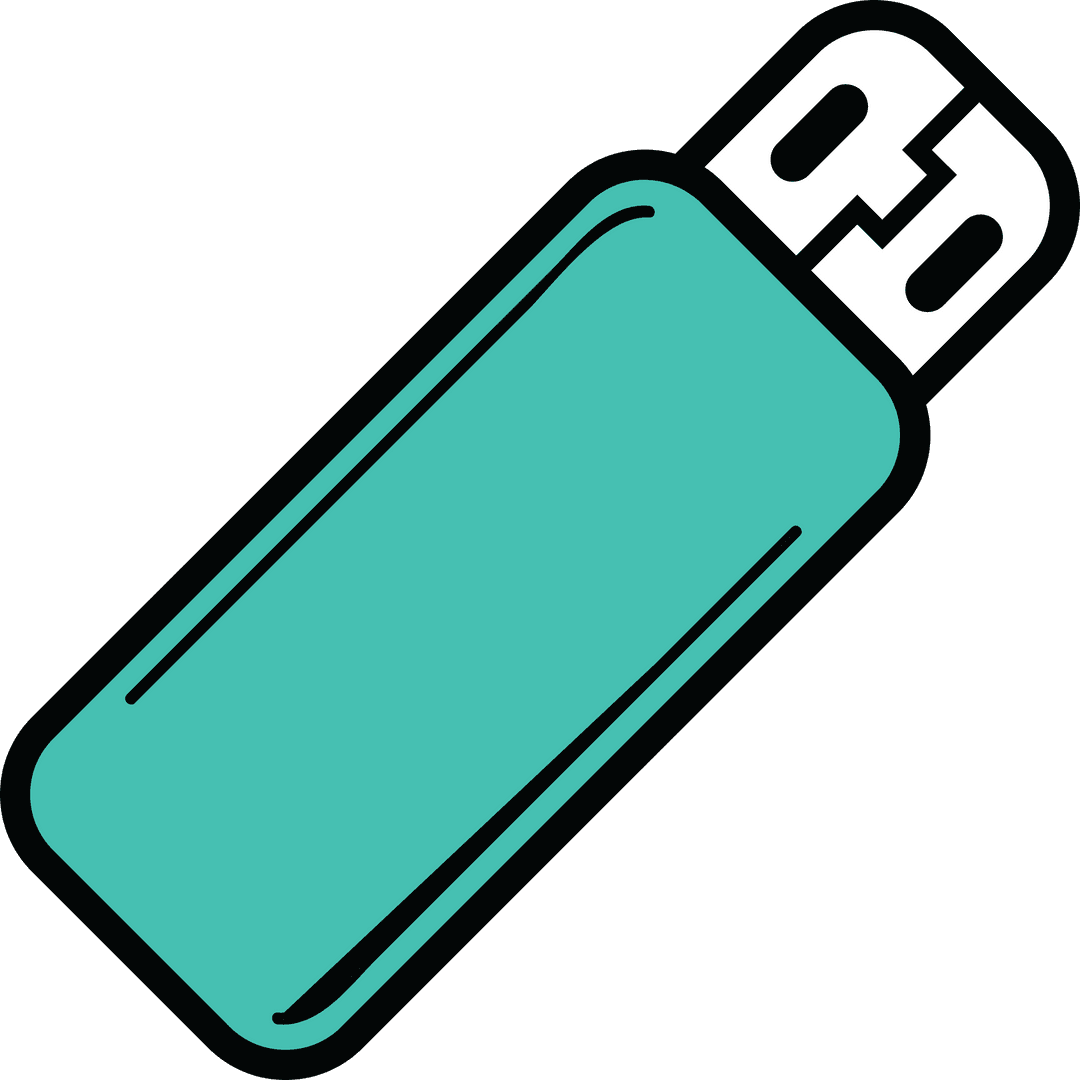 Colorful USB Flash Drive Icon on Transparent Background