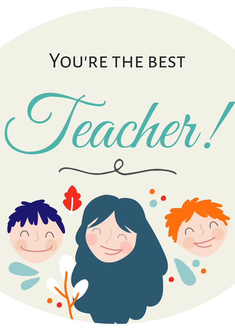 Teacher Appreciation Template with Happy Children Illustration
