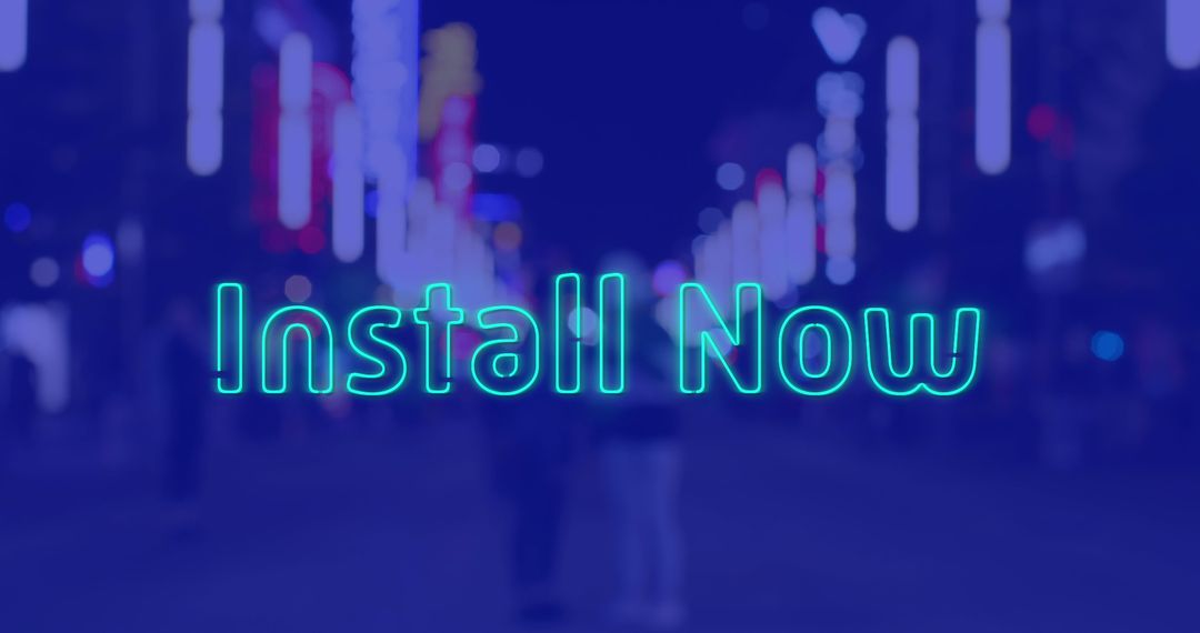 Install Now Text Over Cityscape at Night