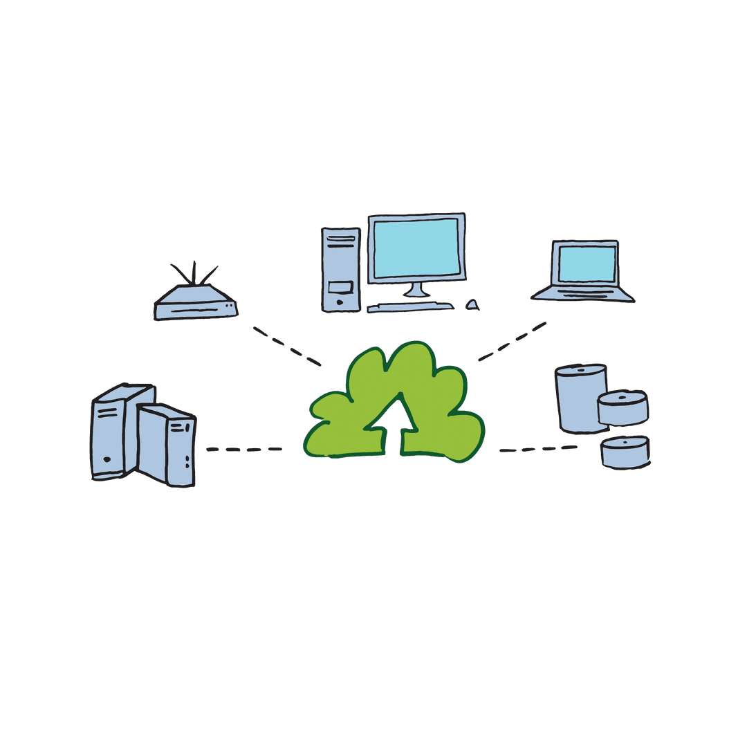 Hand Drawn Cloud Communication Network on Transparent Background
