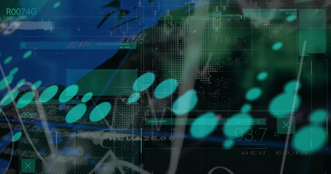 Futuristic Digital Interface with Global Business Data Visualizations