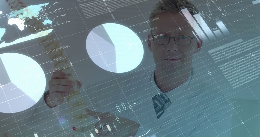 Scientist Analyzing Data with Advanced Technological Overlay