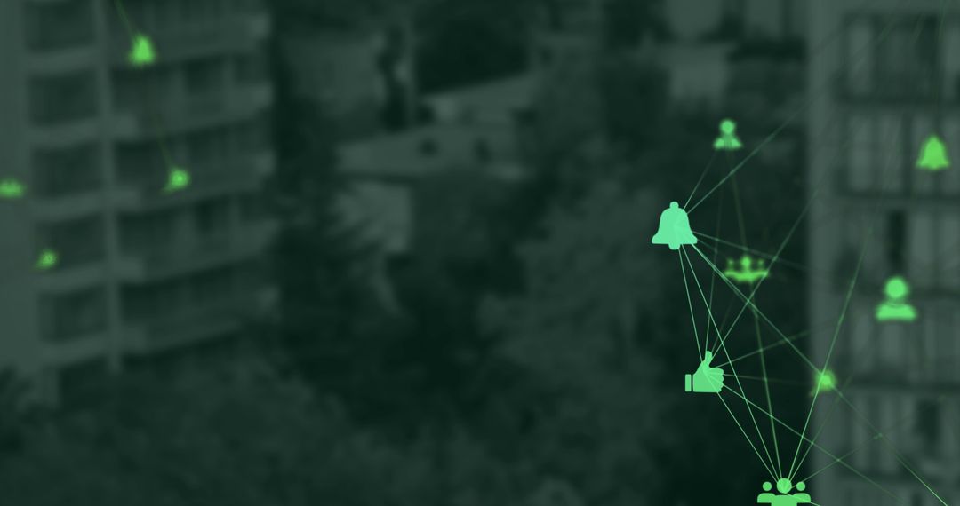 Digital Icons Connecting Over Cityscape Representing Global Network