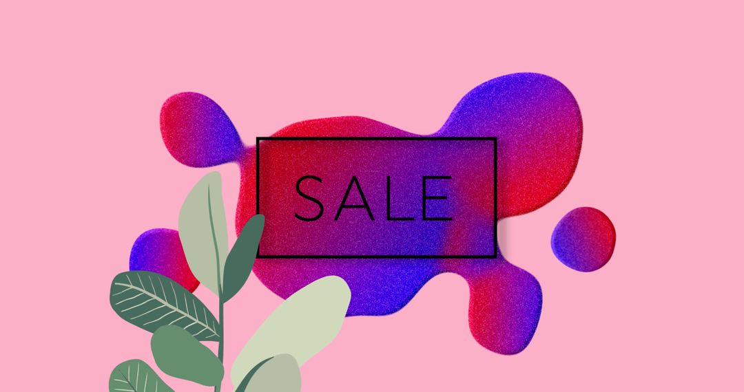 Vibrant Sale Banner with Abstract Design and Leaves - Free Images, Stock Photos and Pictures on Pikwizard.com