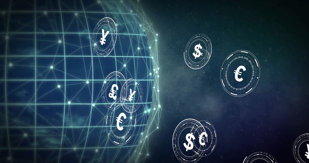 Global Currency Exchange Sphere with Digital Interface
