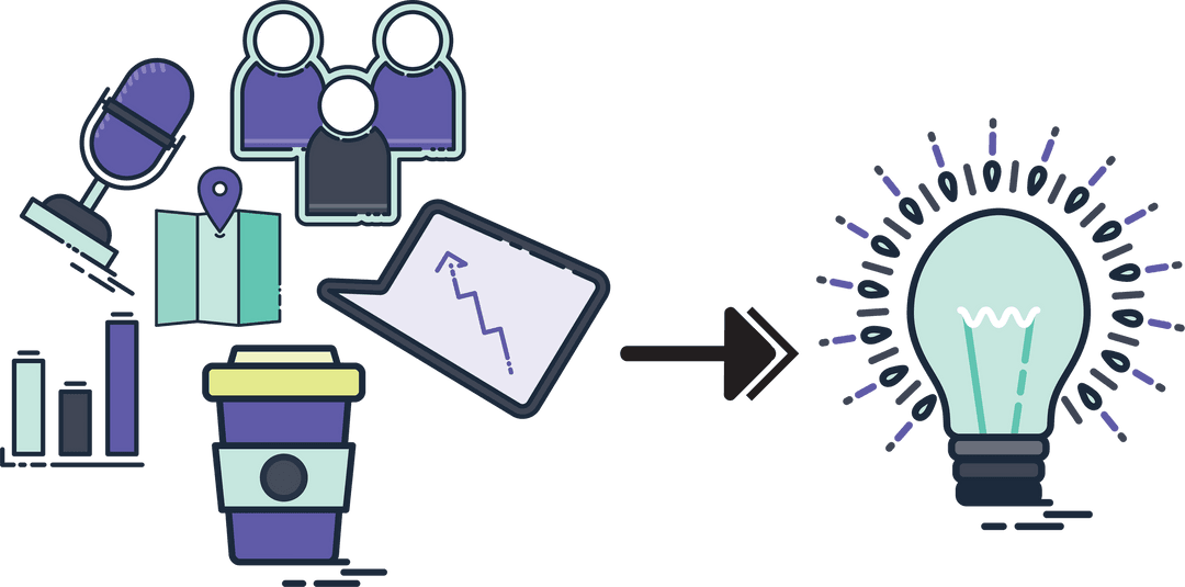 Innovative Ideas Emerge from Creative Process on Transparent Background