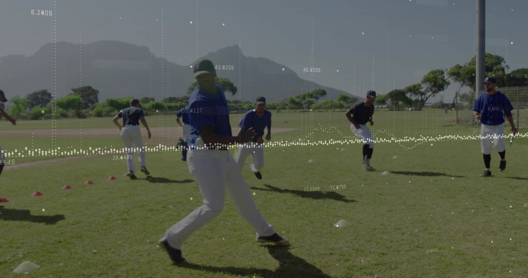 Moving Baseball Player Practicing Drills on Sunny Field