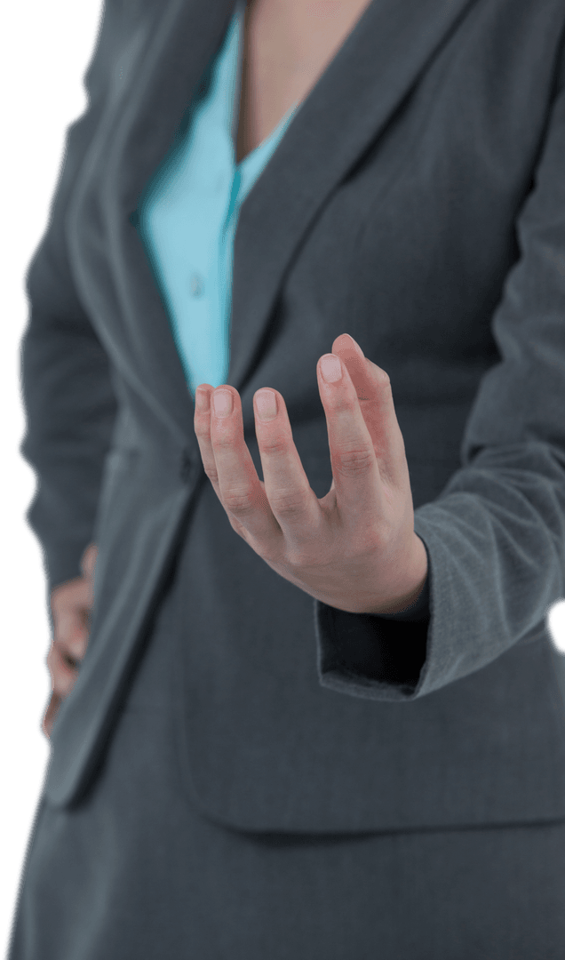 Transparent View of Businesswoman Gesturing Hand