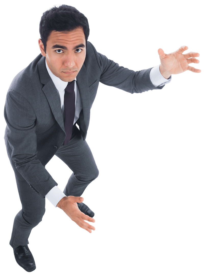 Transparent Background: Professional Businessman Gesturing Confidently