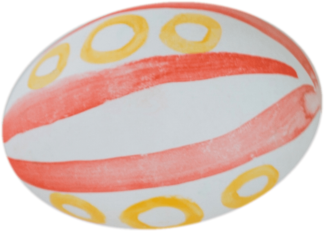 Transparent Easter Egg with Red and Yellow Patterns