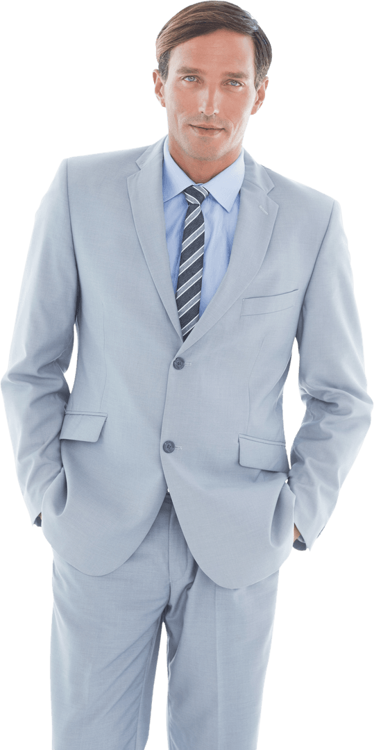 Transparent Portrait of Confident Businessman in Light Suit