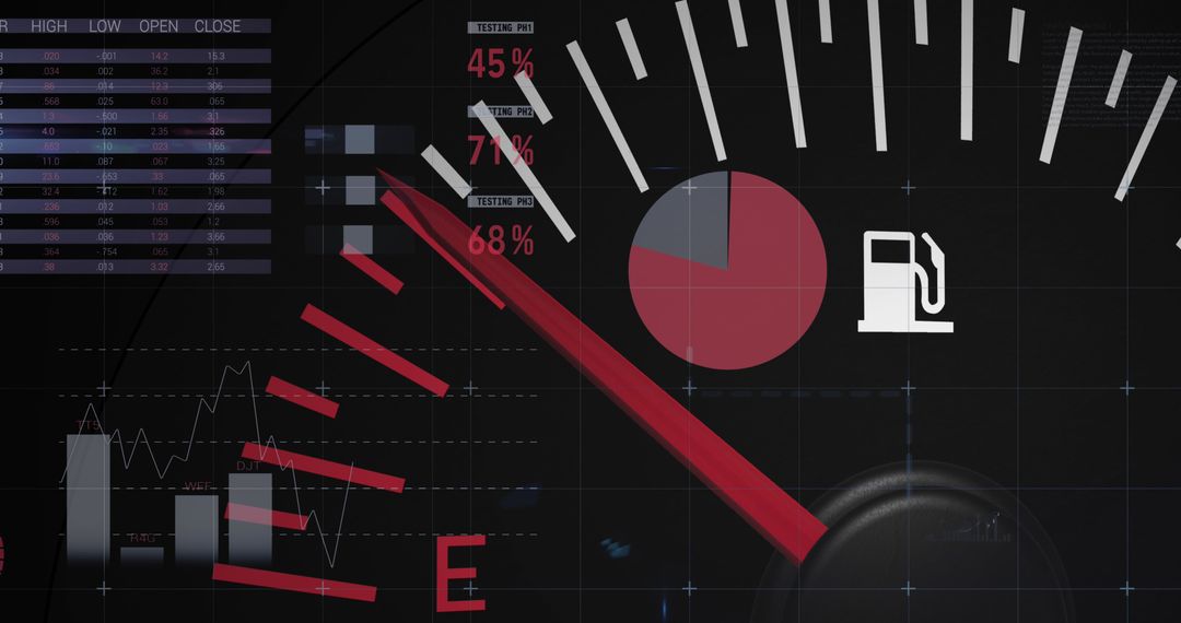 Fuel Gauge with Data Overlay Symbolizing Business Analytics